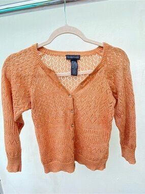 Y2K Rampage Orange & Silver Metallic Cardigan Size Small